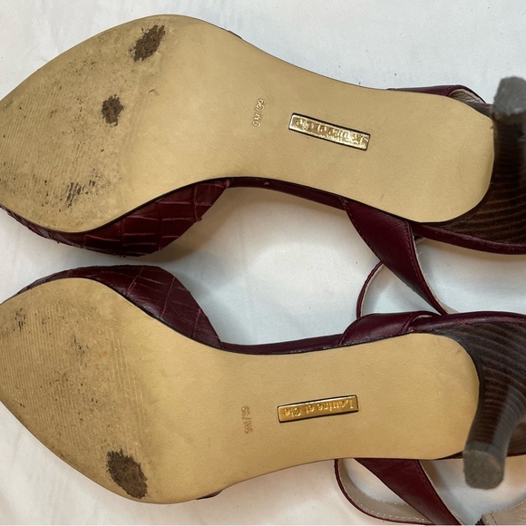 Louise et Cie Burgundy Pointed Toe Ankle Strap Heels Size 9M - Picture 4 of 8